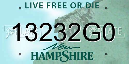 13232G0 New Hampshire License Plate