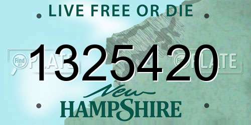 1325420 New Hampshire License Plate