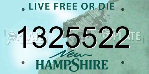 1325522 New Hampshire License Plate