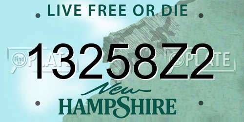 13258Z2 New Hampshire License Plate