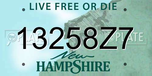 13258Z7 New Hampshire License Plate