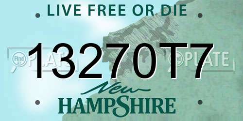 13270T7 New Hampshire License Plate