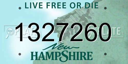 1327260 New Hampshire License Plate