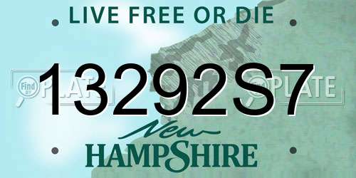 13292S7 New Hampshire License Plate