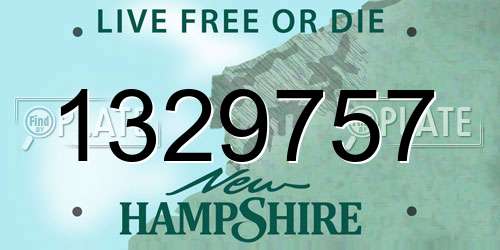 1329757 New Hampshire License Plate