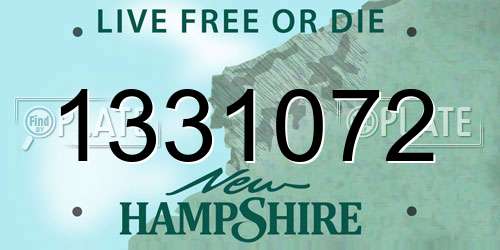 1331072 New Hampshire License Plate