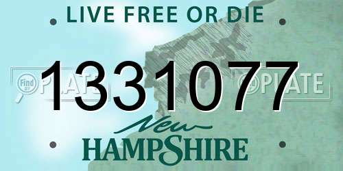 1331077 New Hampshire License Plate