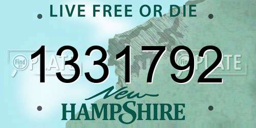 1331792 New Hampshire License Plate