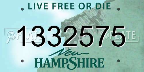1332575 New Hampshire License Plate
