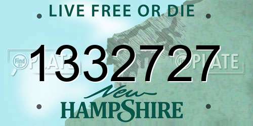 1332727 New Hampshire License Plate
