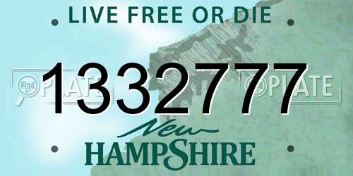 1332777 New Hampshire License Plate