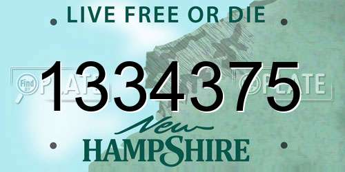 1334375 New Hampshire License Plate