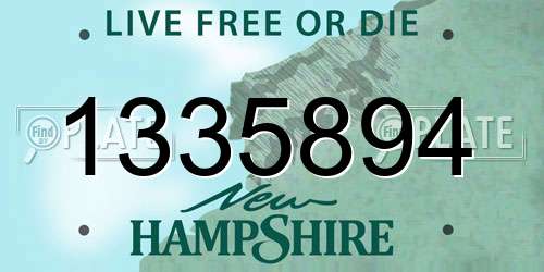 1335894 New Hampshire License Plate