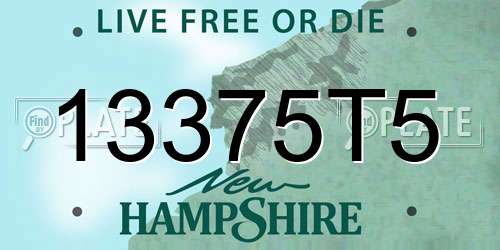 13375T5 New Hampshire License Plate