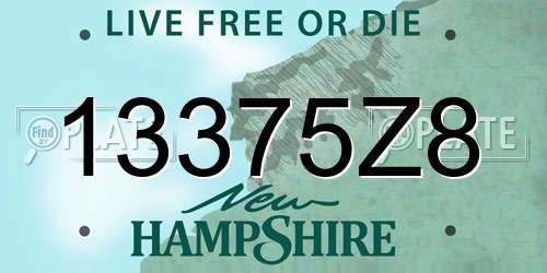 13375Z8 New Hampshire License Plate