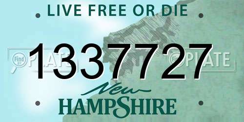 1337727 New Hampshire License Plate