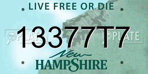13377T7 New Hampshire License Plate
