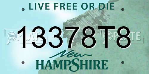 13378T8 New Hampshire License Plate