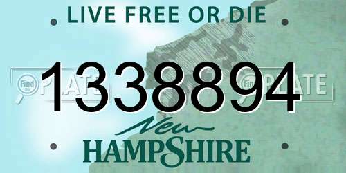 1338894 New Hampshire License Plate