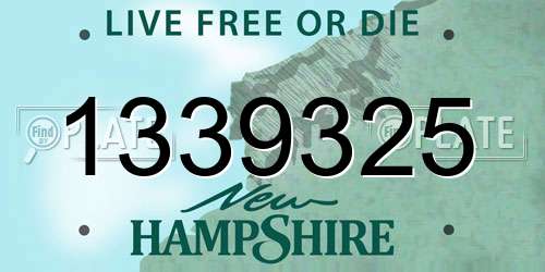 1339325 New Hampshire License Plate
