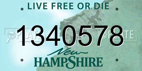 1340578 New Hampshire License Plate