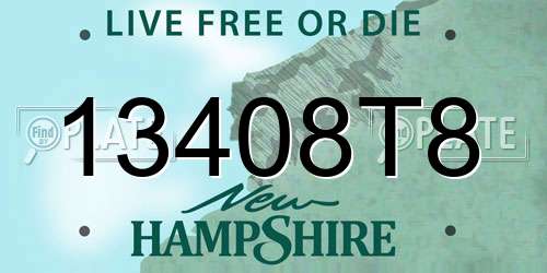 13408T8 New Hampshire License Plate