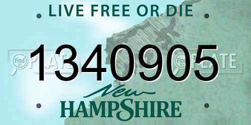 1340905 New Hampshire License Plate