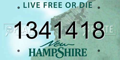 1341418 New Hampshire License Plate