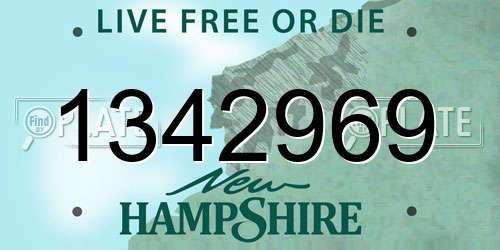 1342969 New Hampshire License Plate