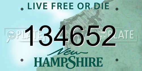 134652 New Hampshire License Plate