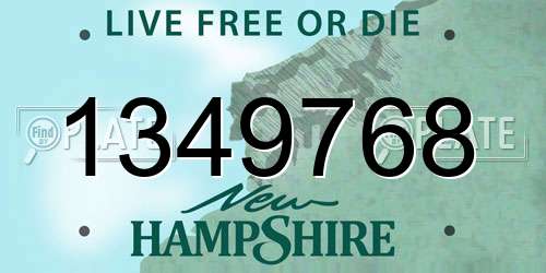 1349768 New Hampshire License Plate