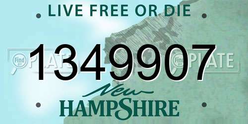 1349907 New Hampshire License Plate