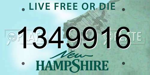 1349916 New Hampshire License Plate
