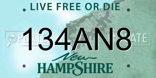 134AN8 New Hampshire License Plate