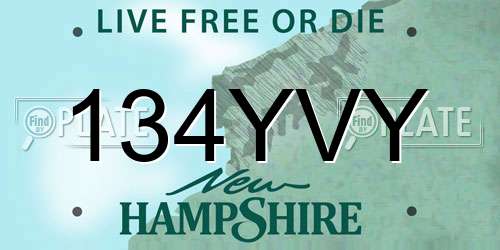 134YVY New Hampshire License Plate