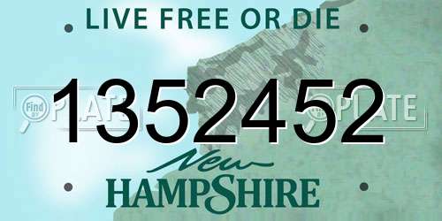 1352452 New Hampshire License Plate