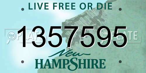 1357595 New Hampshire License Plate