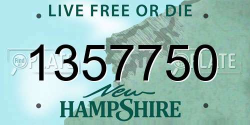 1357750 New Hampshire License Plate