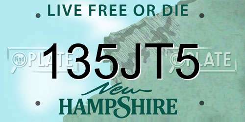 135JT5 New Hampshire License Plate