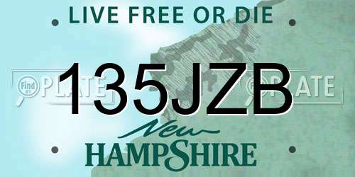 135JZB New Hampshire License Plate