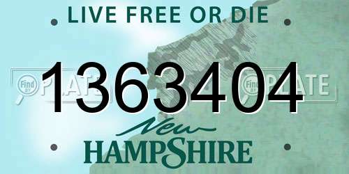 1363404 New Hampshire License Plate