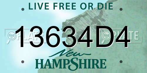 13634D4 New Hampshire License Plate