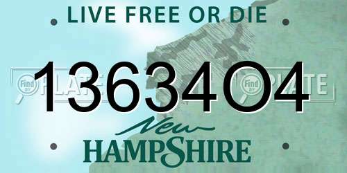 13634O4 New Hampshire License Plate