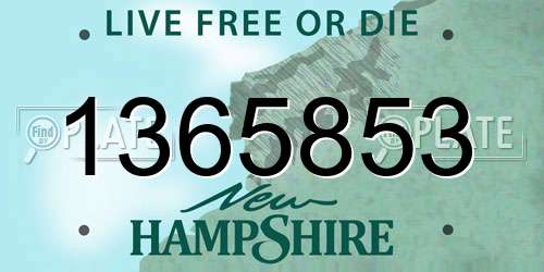 1365853 New Hampshire License Plate