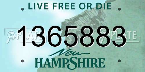 1365883 New Hampshire License Plate