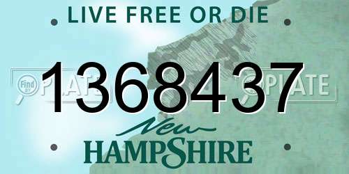 1368437 New Hampshire License Plate