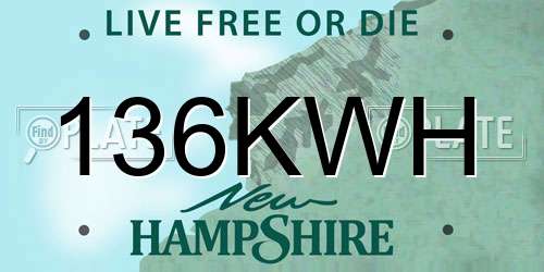 136KWH New Hampshire License Plate