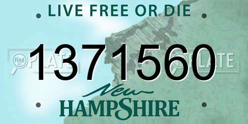 1371560 New Hampshire License Plate