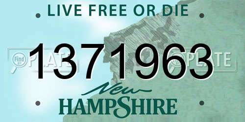 1371963 New Hampshire License Plate