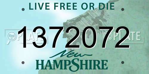 1372072 New Hampshire License Plate